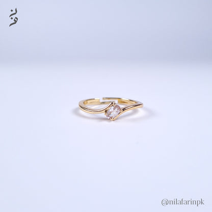 Adjustable Solitaire Swirl Ring Silver and Gold