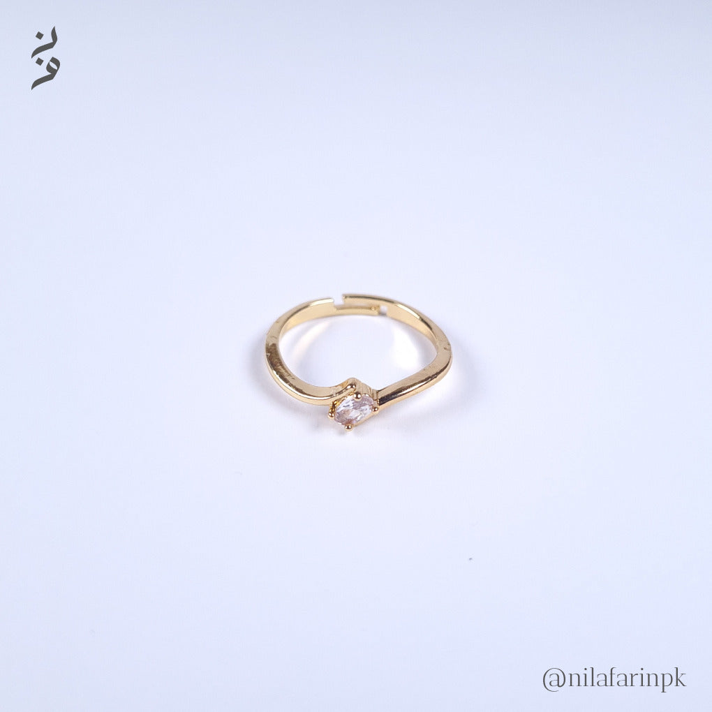 Adjustable Solitaire Swirl Ring Silver and Gold