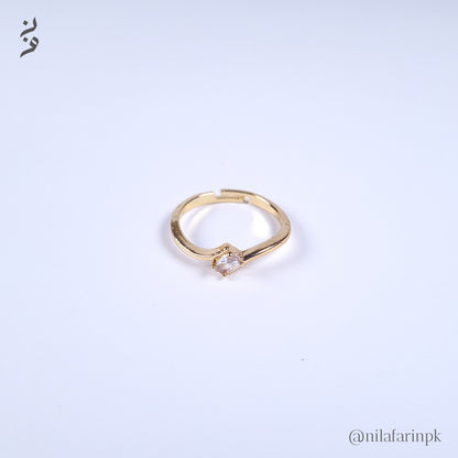 Adjustable Solitaire Swirl Ring Silver and Gold