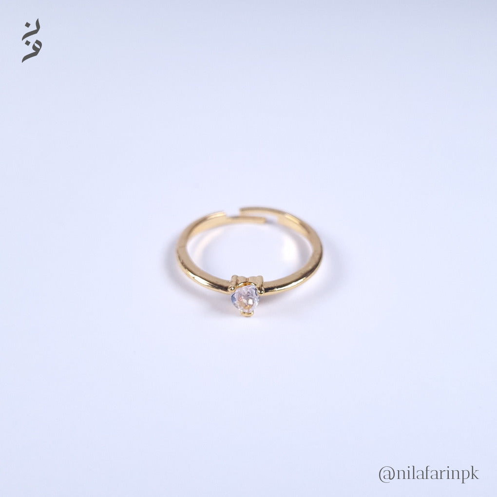 Dainty Gold-Plated Heart Solitaire Adjustable Ring