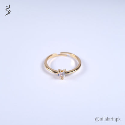 Dainty Gold-Plated Heart Solitaire Adjustable Ring