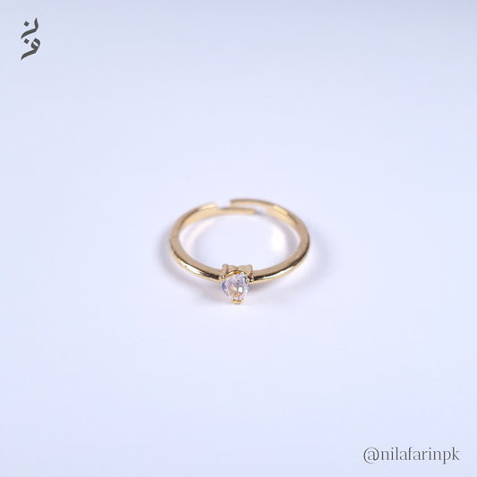 Dainty Gold-Plated Heart Solitaire Adjustable Ring