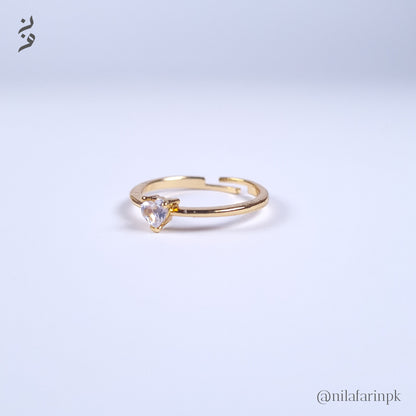 Dainty Gold-Plated Heart Solitaire Adjustable Ring