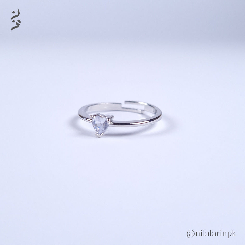 Dainty Gold-Plated Heart Solitaire Adjustable Ring