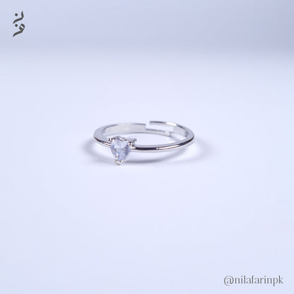 Dainty Gold-Plated Heart Solitaire Adjustable Ring