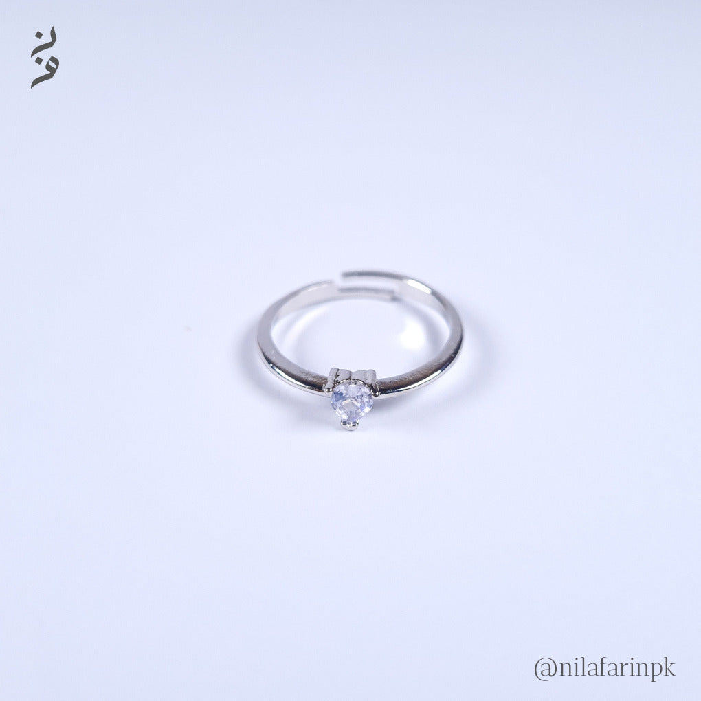 Dainty Gold-Plated Heart Solitaire Adjustable Ring