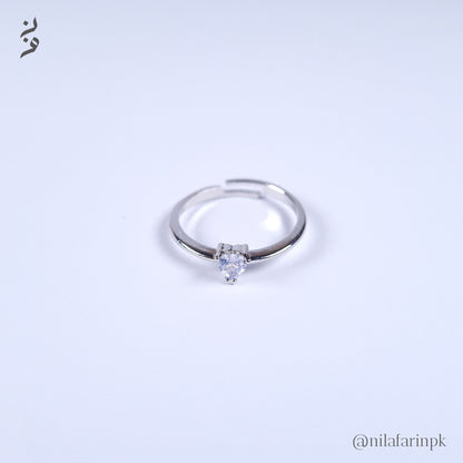 Dainty Gold-Plated Heart Solitaire Adjustable Ring