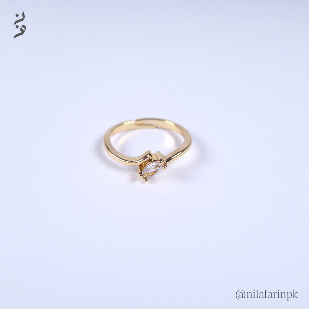 Marquise Solitaire Adjustable Ring Gold and Silver