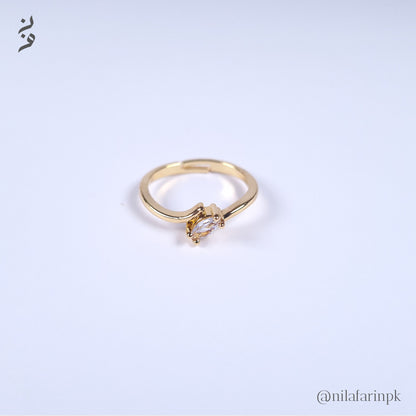 Marquise Solitaire Adjustable Ring Gold and Silver