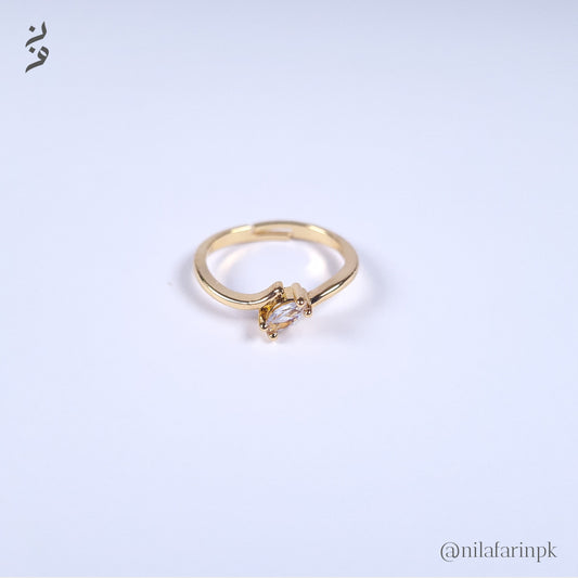 Marquise Solitaire Adjustable Ring Gold and Silver