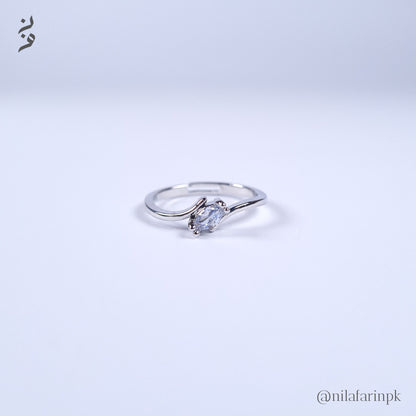 Marquise Solitaire Adjustable Ring Gold and Silver