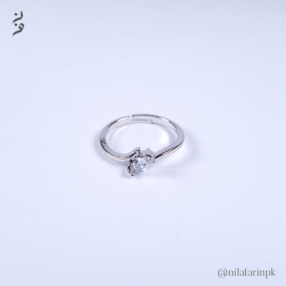 Marquise Solitaire Adjustable Ring Gold and Silver