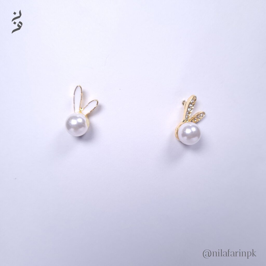 Gold Pearl Bunny Stud Earrings |new arrival|