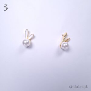 Gold Pearl Bunny Stud Earrings |new arrival|