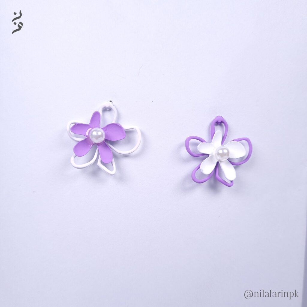 Dainty Lavender & White Layered Floral Studs |New Arrival|