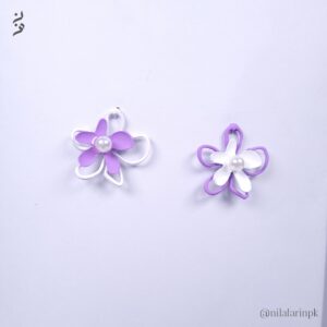 Dainty Lavender & White Layered Floral Studs |New Arrival|
