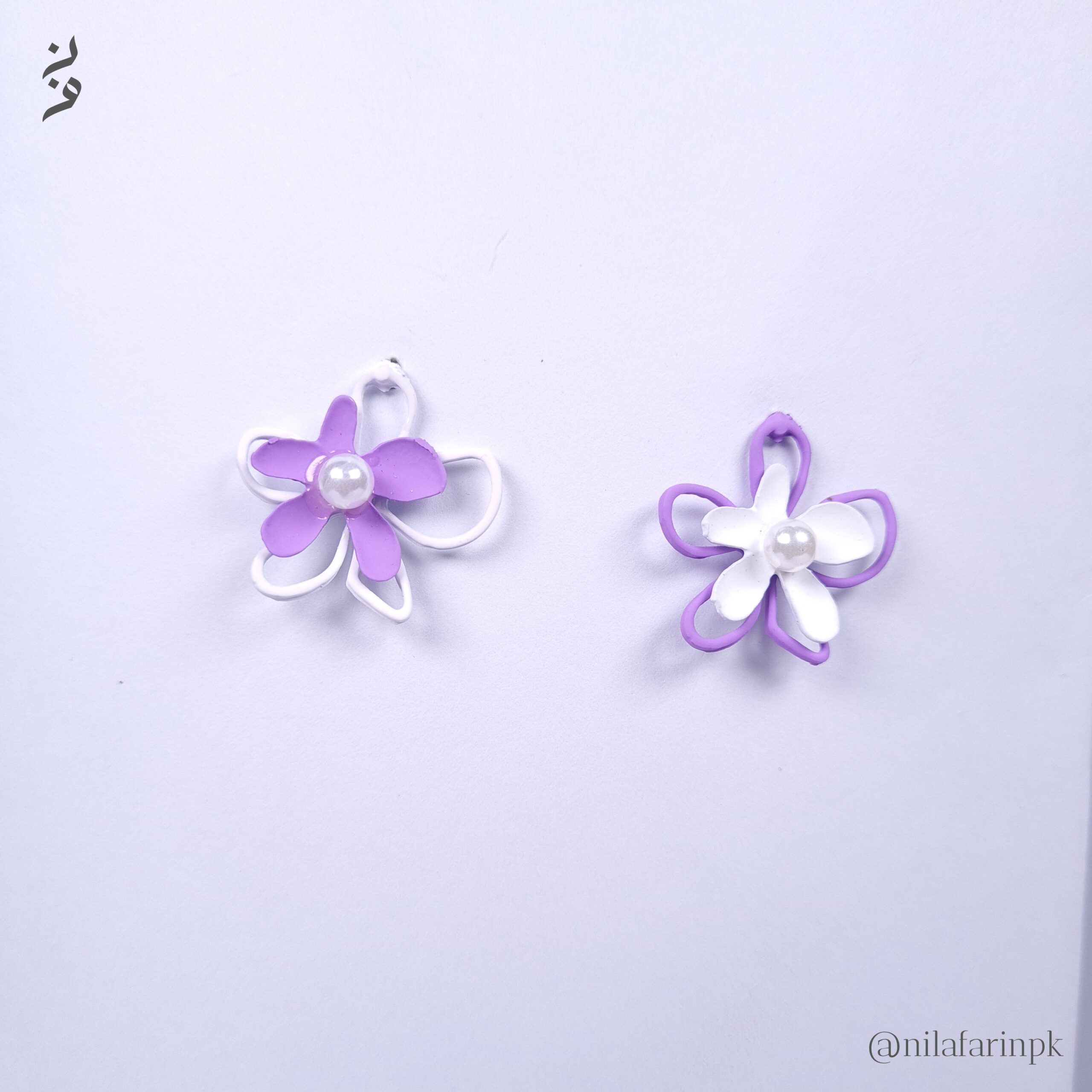 Dainty Lavender & White Layered Floral Studs |New Arrival|