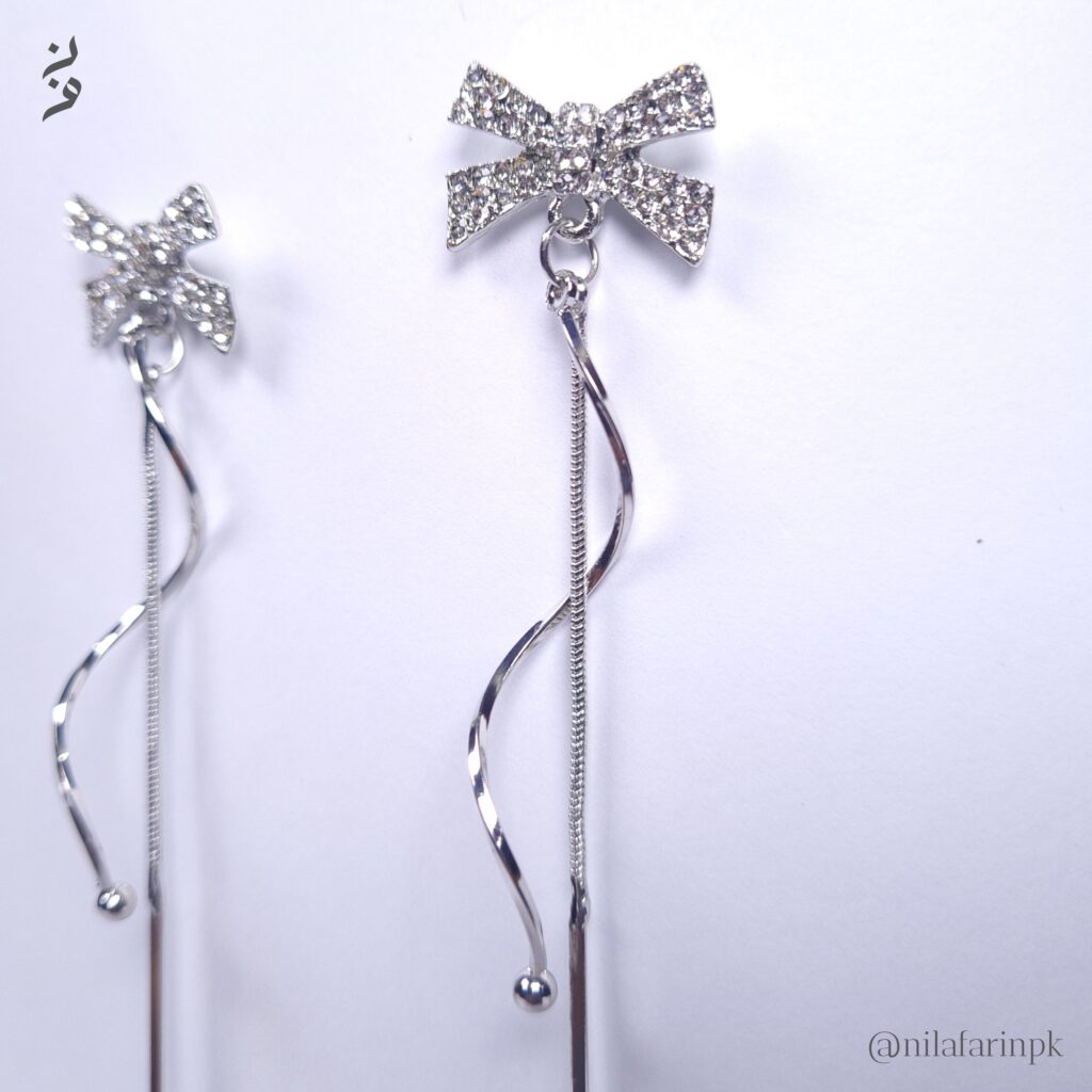 Sparkling Bow Spiral Drop Earrings |New Arrival|