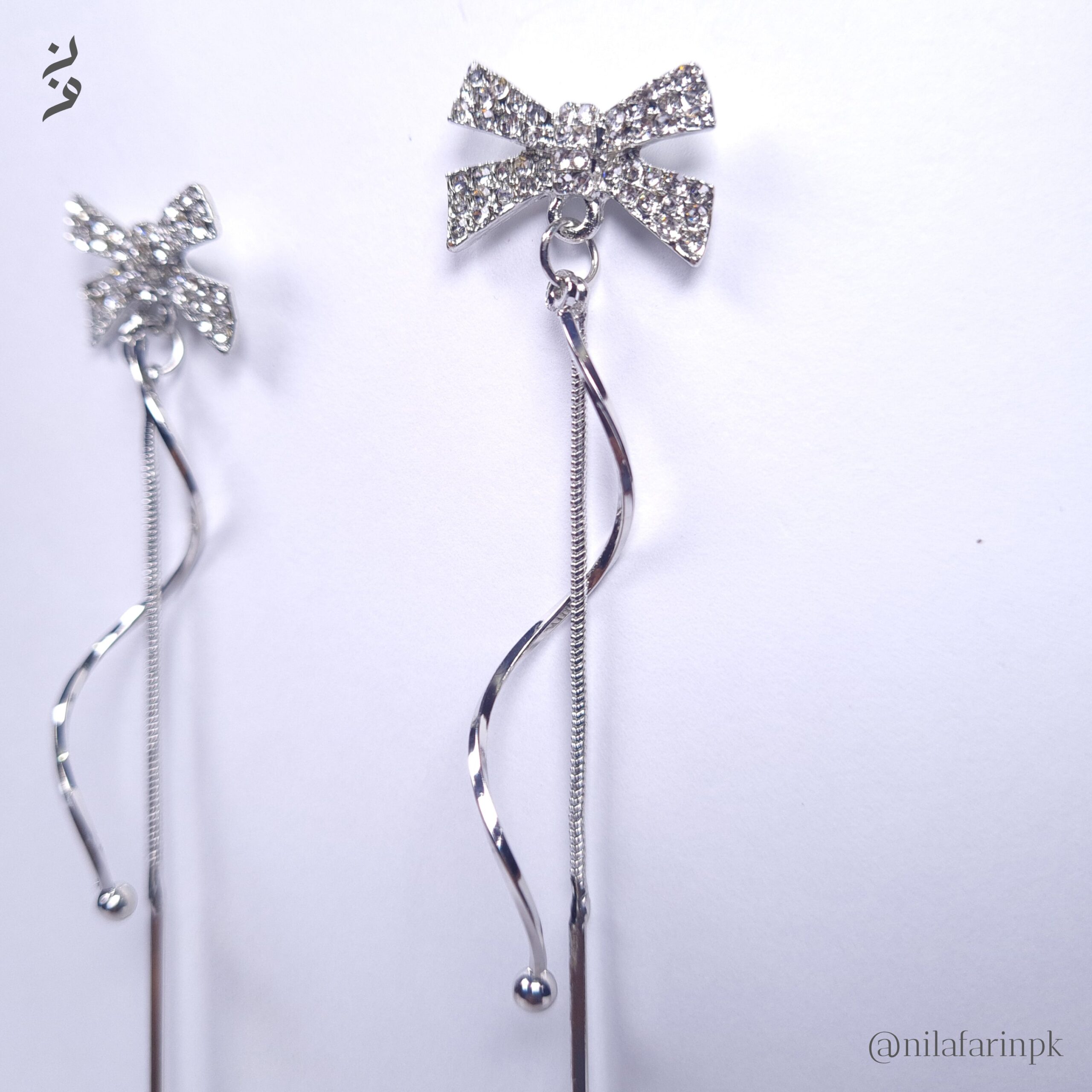 Sparkling Bow Spiral Drop Earrings |New Arrival|