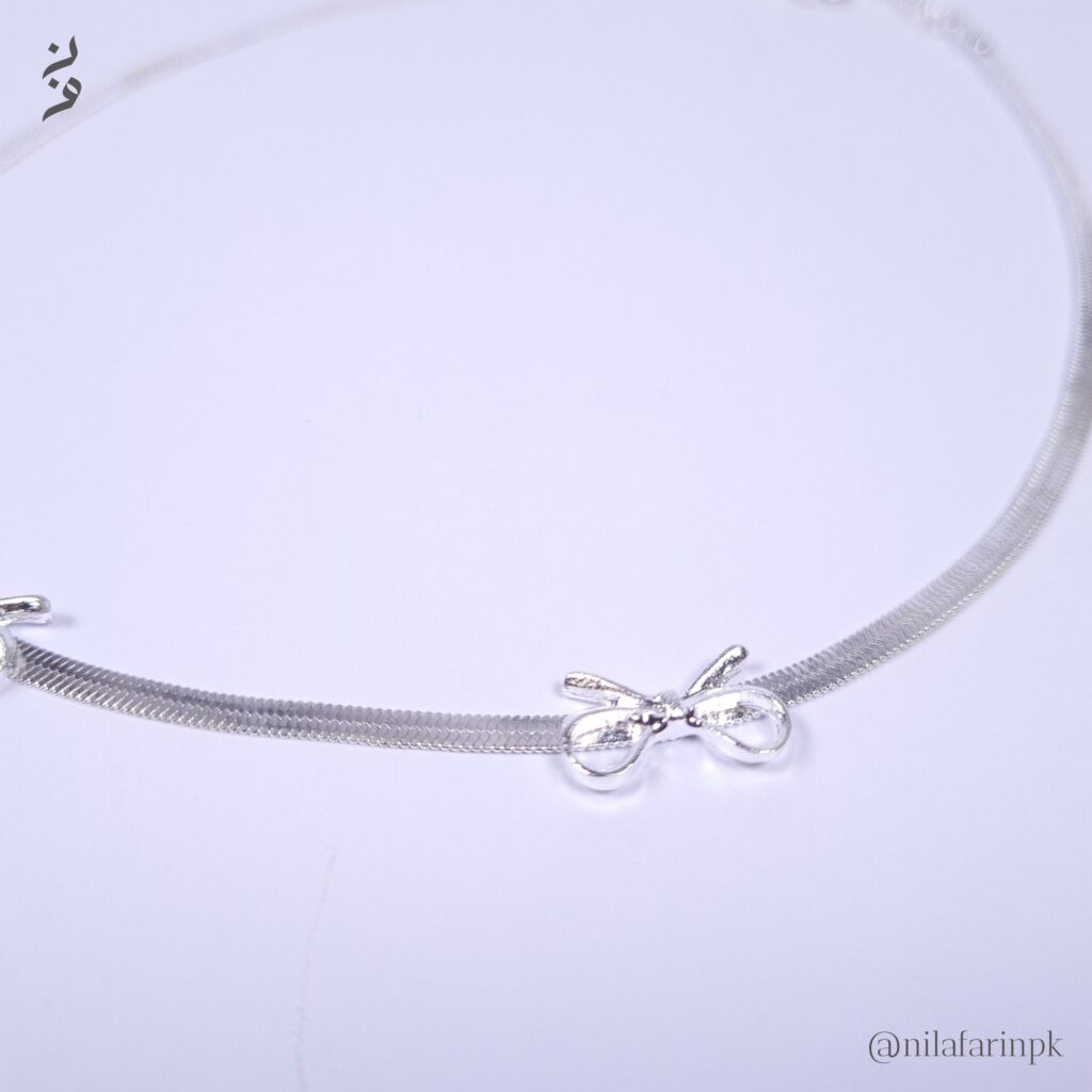 Silver Bow Bracelet - Herringbone Snake Chain Jewelry |New Arrival|