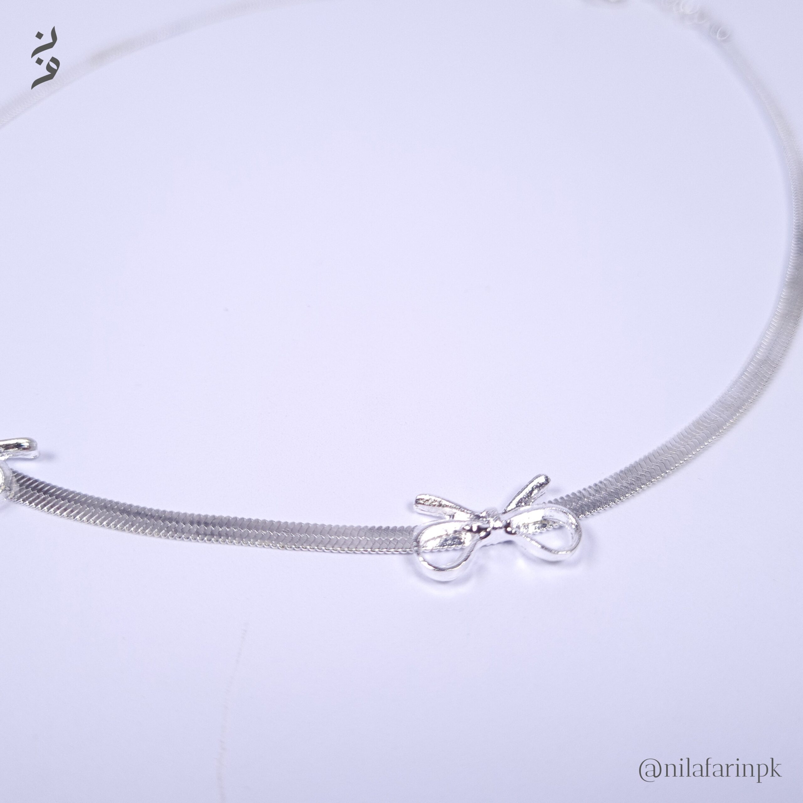 Silver Bow Bracelet - Herringbone Snake Chain Jewelry |New Arrival|