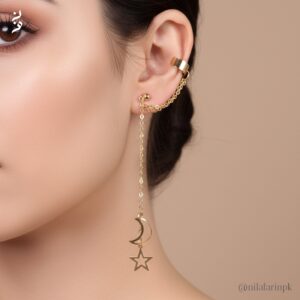 Moon and Star Ear Cuff & Dangle earring | New Arrival|