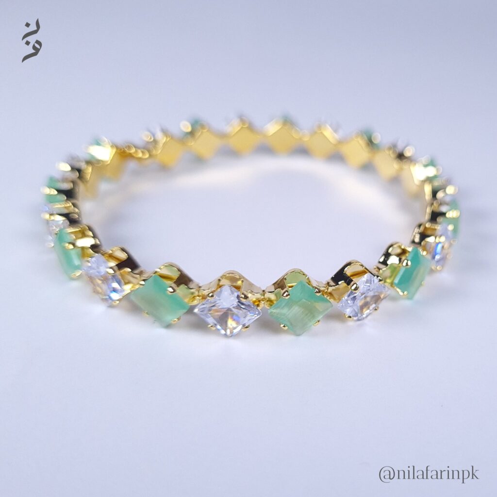 Mint & Clear Diamond-Cut Eternity Bangle