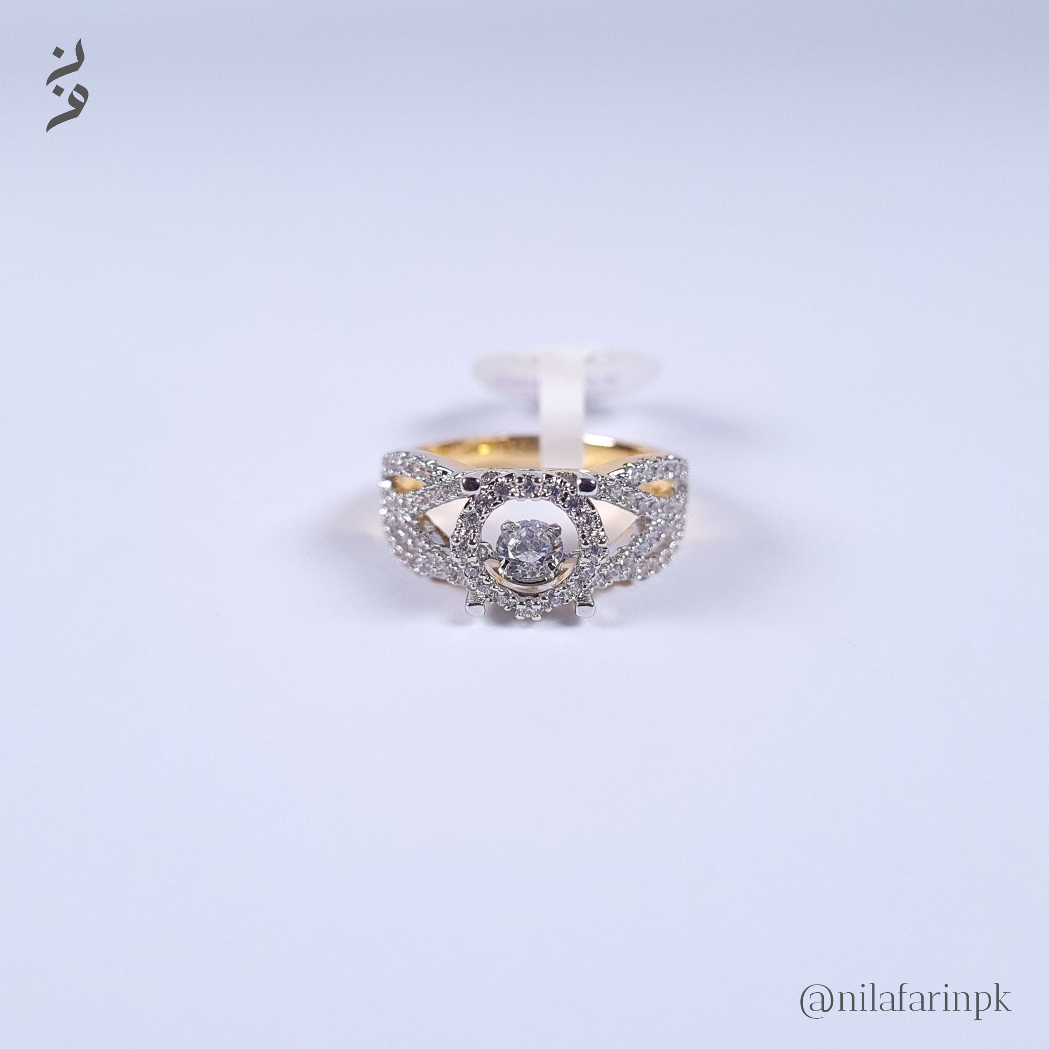 Unique Dancing Diamond Gold Plated Cluster Engagement Ring - Image 2
